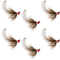 Tungsten Bead White Mop Fly Tactical Jig Czech Euro Nymph Barbless - 6 Flies Size 14
