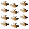 Tungsten Bead Cream Mop Fly Tactical Jig Czech Euro Nymph Barbless - 12 Flies Size 14