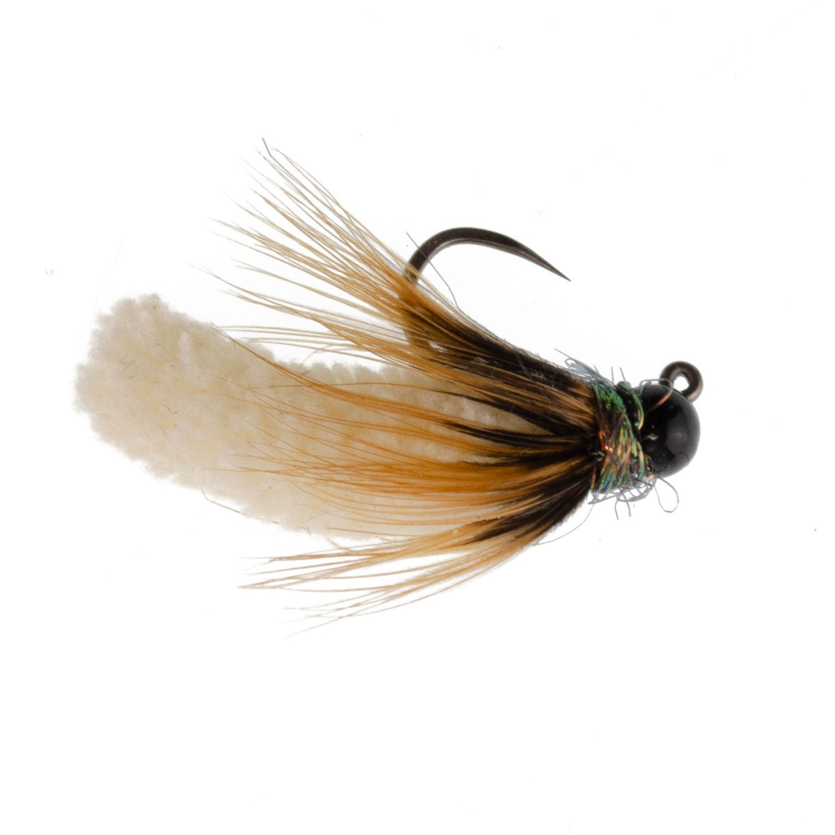 Tungsten Bead Cream Mop Fly Tactical Jig Czech Euro Nymph Barbless - 6 Flies Size 14