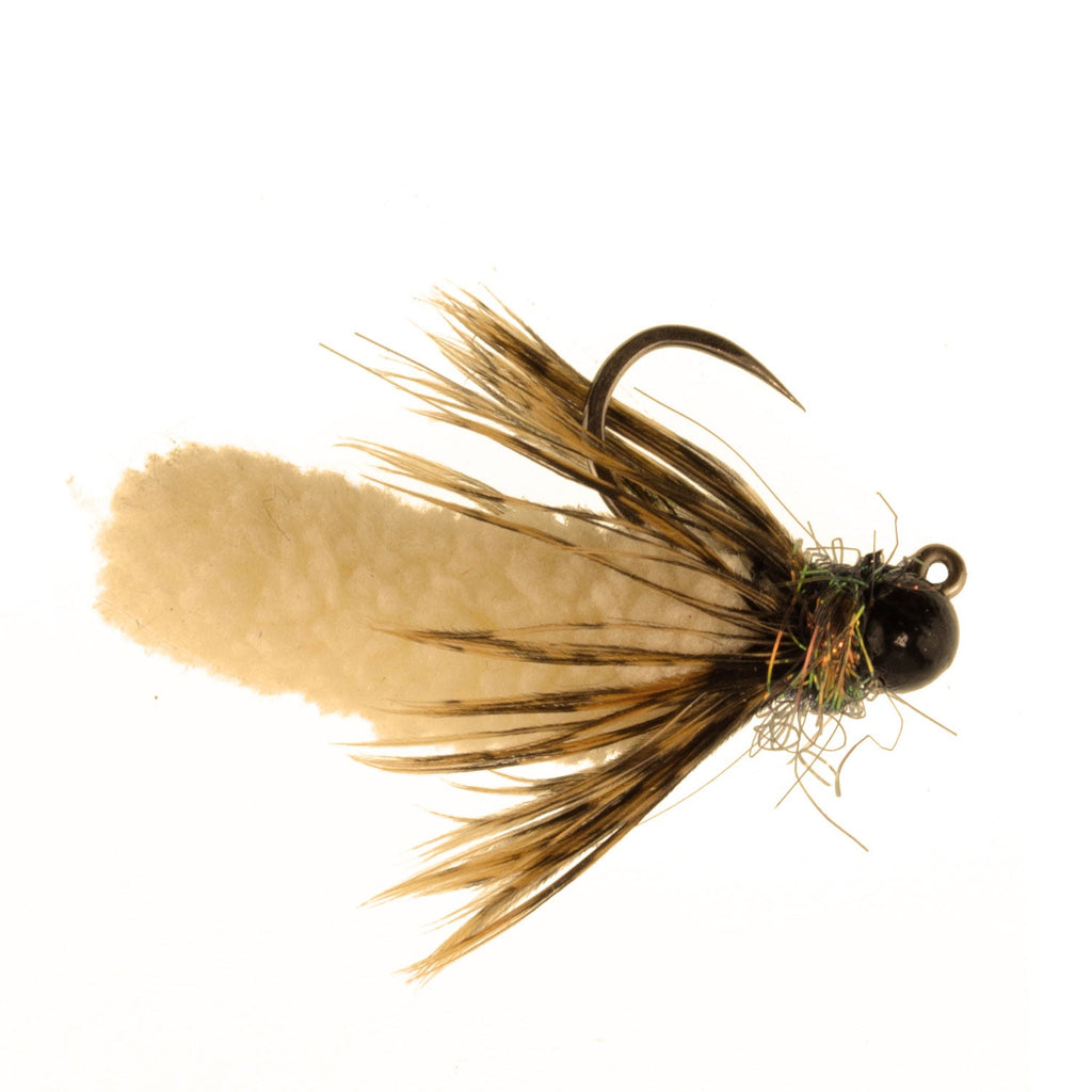 3 Pack Tungsten Bead Tan Mop Fly Tactical Jig Czech Euro Nymph Barbless Fly - Size 14