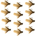 Tungsten Bead Tan Mop Fly Tactical Jig Czech Euro Nymph Barbless 12 Flies - Size 14