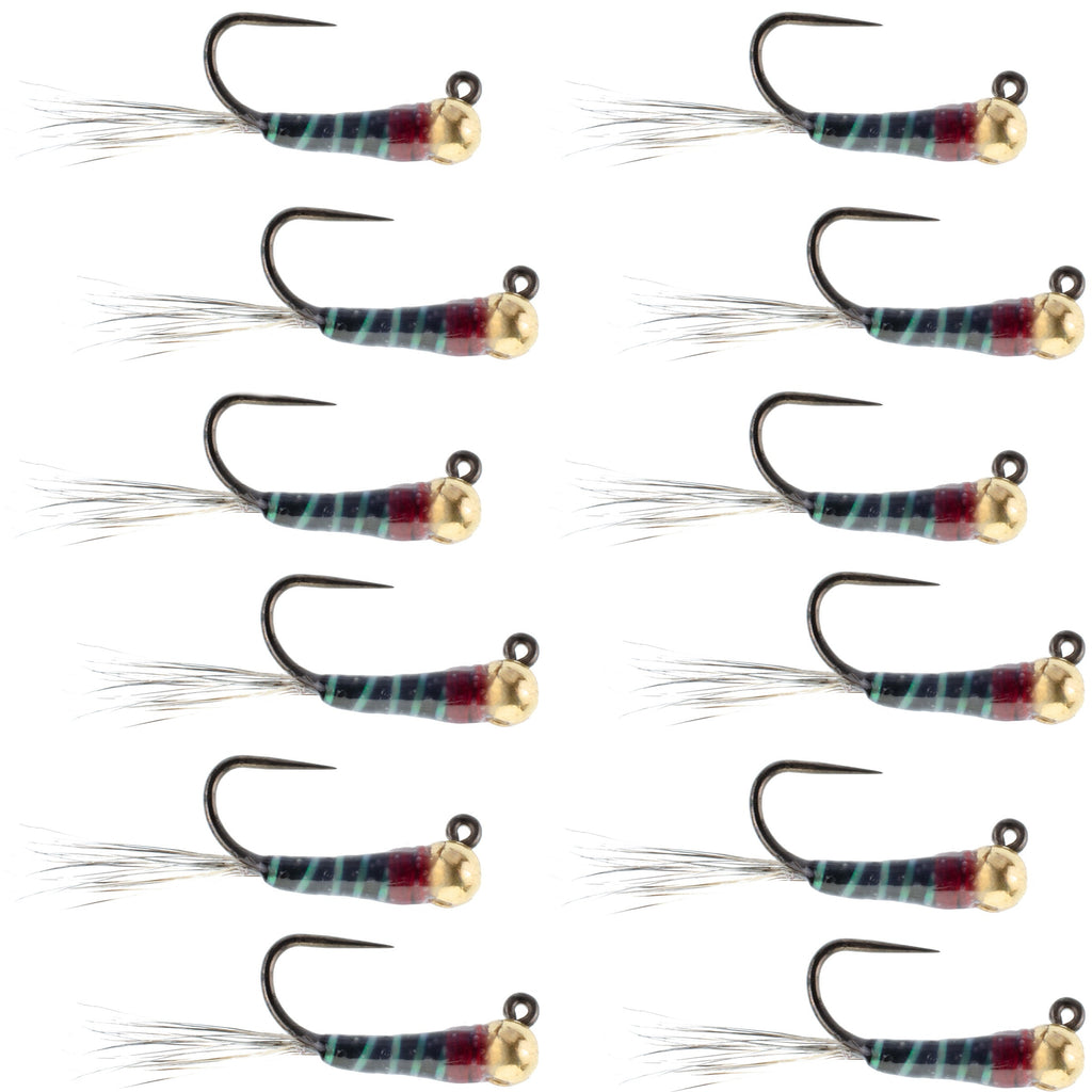 Tungsten Bead Black Perdigon Tactical Jig Czech Euro Nymph Spanish Nymphing Fly - 1 Dozen Flies Size 14