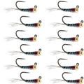 Tungsten Bead Black Perdigon Tactical Jig Czech Euro Nymph Spanish Nymphing Fly - 1 Dozen Flies Size 16