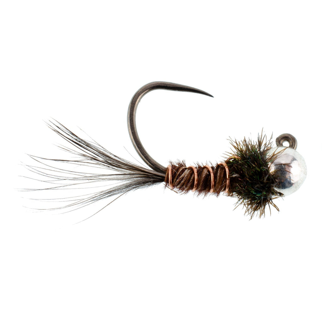 3 Pack Tungsten Bead Pheasant Tail Tactical Jig Czech Nymph Euro Nymphing Fly - Hook Size 14