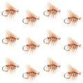 Barbless Tan Elk Hair Caddis Classic Trout Dry Flies 1 Dozen Flies Size 12