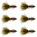 Dark Olive Bead Head Crystal Woolly Bugger Classic Streamer Flies - Set of 6 Trout Fly Fishing Flies - Hook Size 8