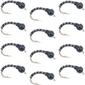 Black Zebra Midge - Black Bead Head - 1 Dozen - Size 22 - Tailwater and Lake Fly Fishing Flies