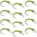 Bead Head Olive Zebra Midge Still Water Nymph 1 Dozen  Hook Size 14