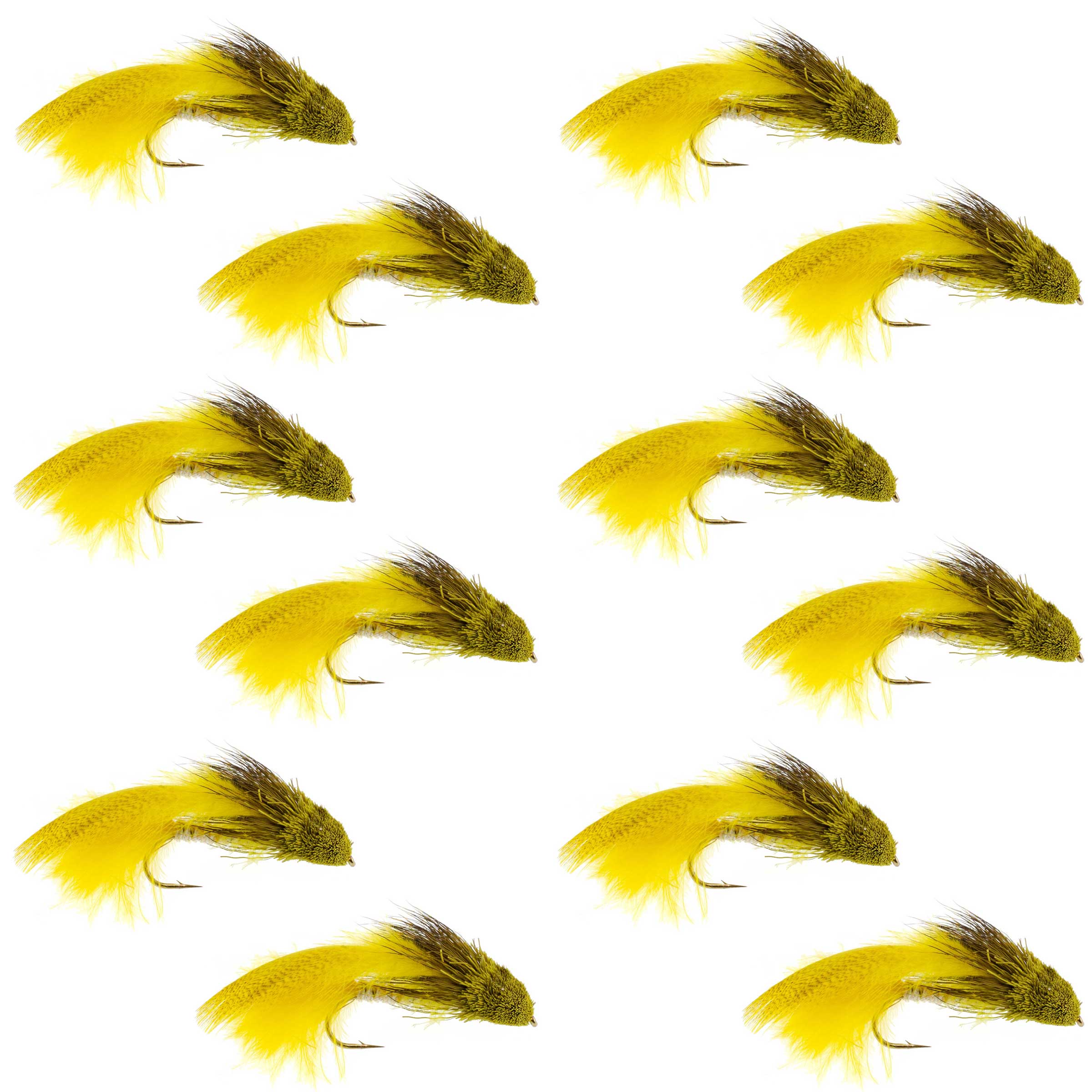 Galloup's Zoo Cougar Yellow Streamer Fly - 12 Flies Size 4