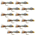 Flashback Gold Ribbed Hare's Ear Trout Fly 1 Dozen Nymph Wet Flies Size 16