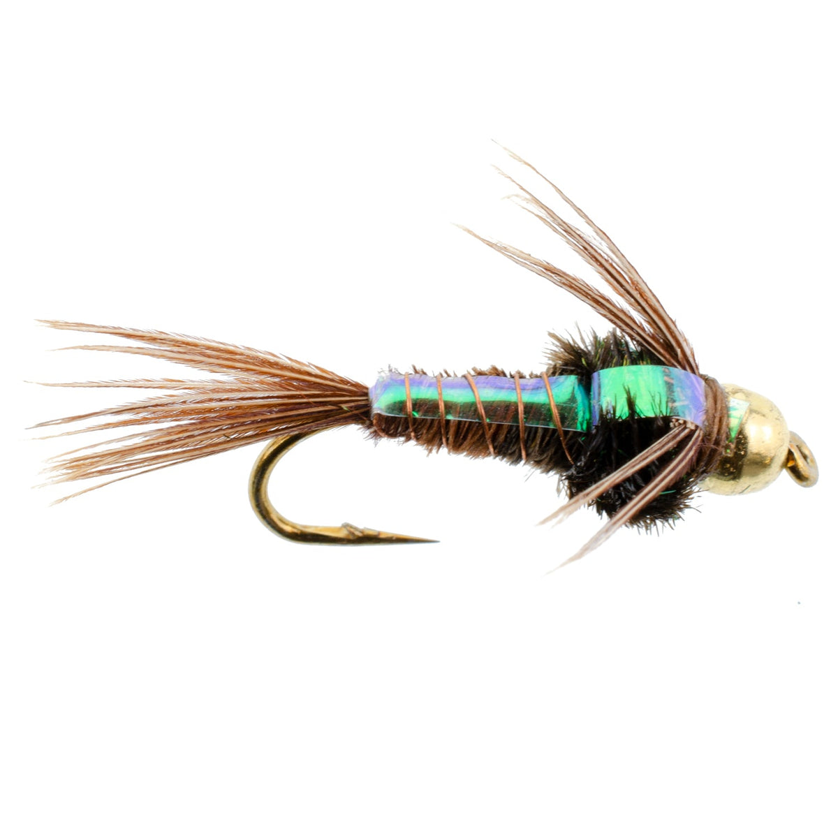 3 Pack Bead Head Flashback Pheasant Tail Nymph Fly Hook Size 16