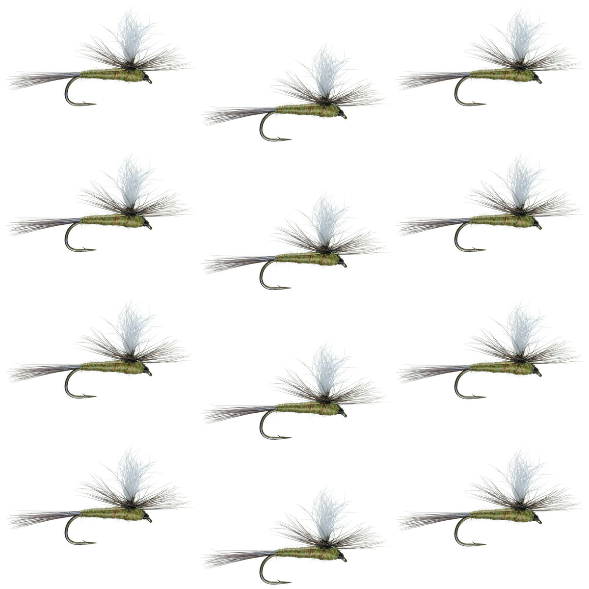 Barbless Parachute Blue Winged Olive BWO Dry Fly - 12 Flies Size 14