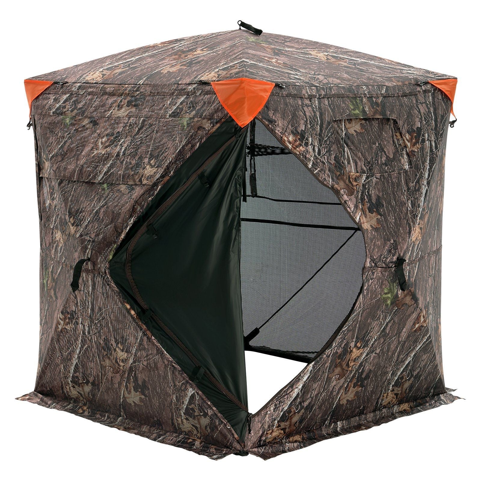 Hunting Blind, 270° See Through Ground Blind, 1-2 Person Pop Up Deer Blind for Hunting with Carrying Bag, Portable Resilient Hunting Tent, One-Way See-Through Mesh for Turkey and Deer Hunting