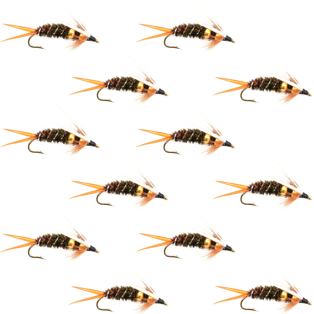 Double Bead Prince Nymph Fly Fishing Flies - 12 Flies Hook Size 14