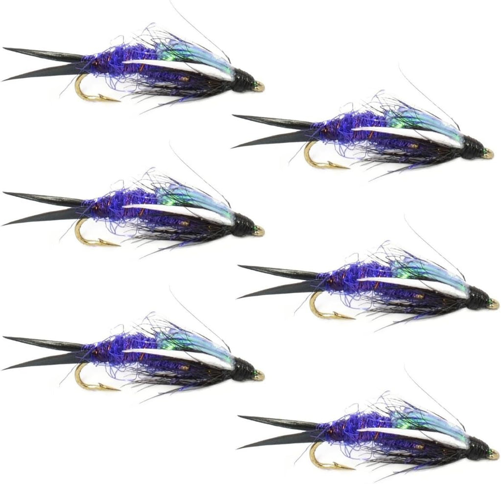 Double Bead Purple Psycho Prince Nymph Fly - 6 Flies Size 12