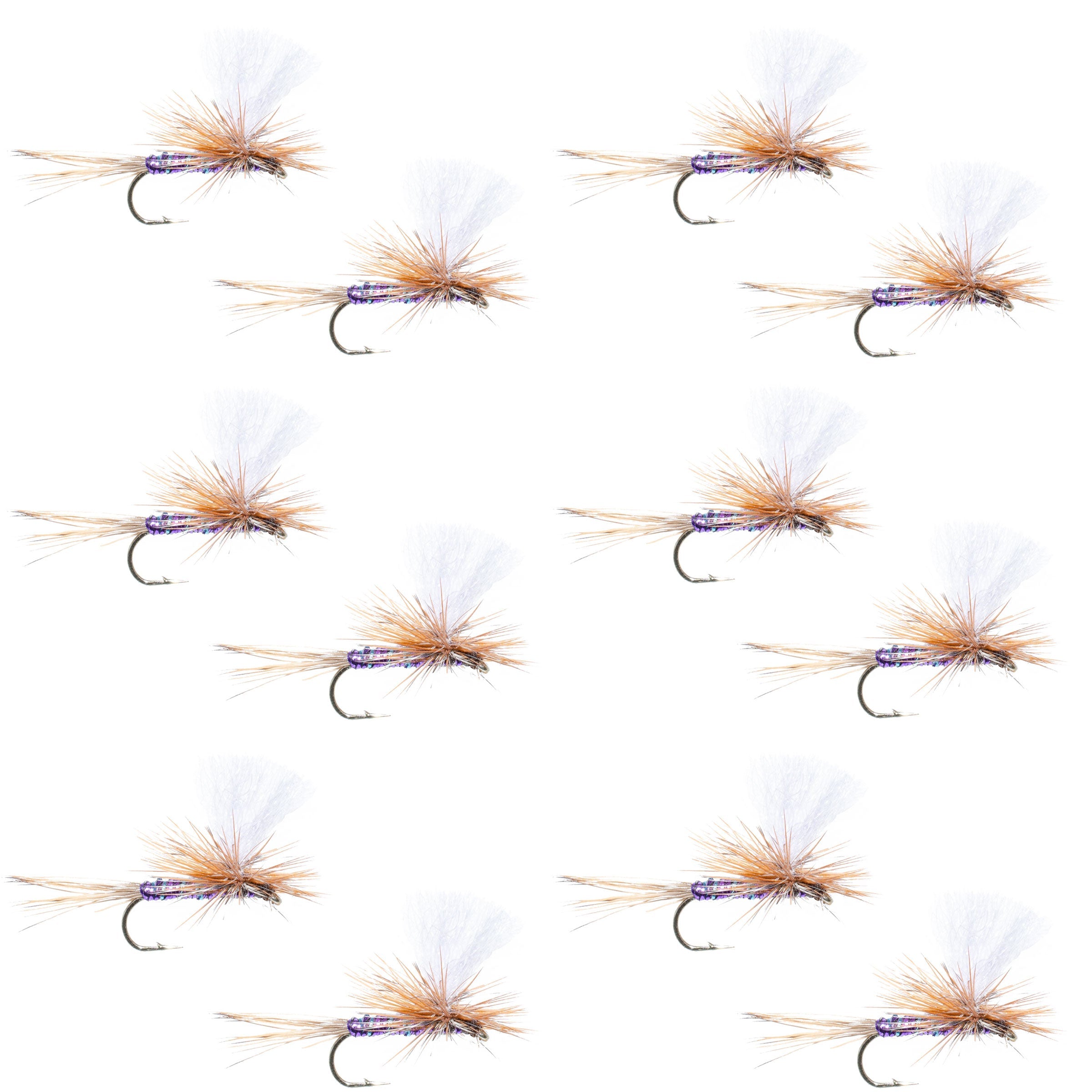 Parachute Super Flash Purple Haze Dry Fly - 12 Flies Size 12