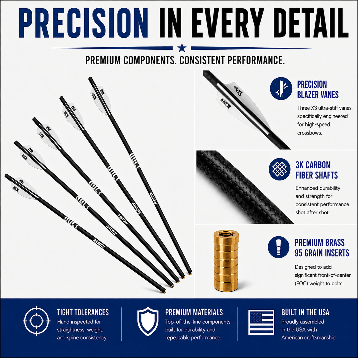 TOTA | Fletched Crossbow Bolts | The Bolt | Fletched 3" Vanes