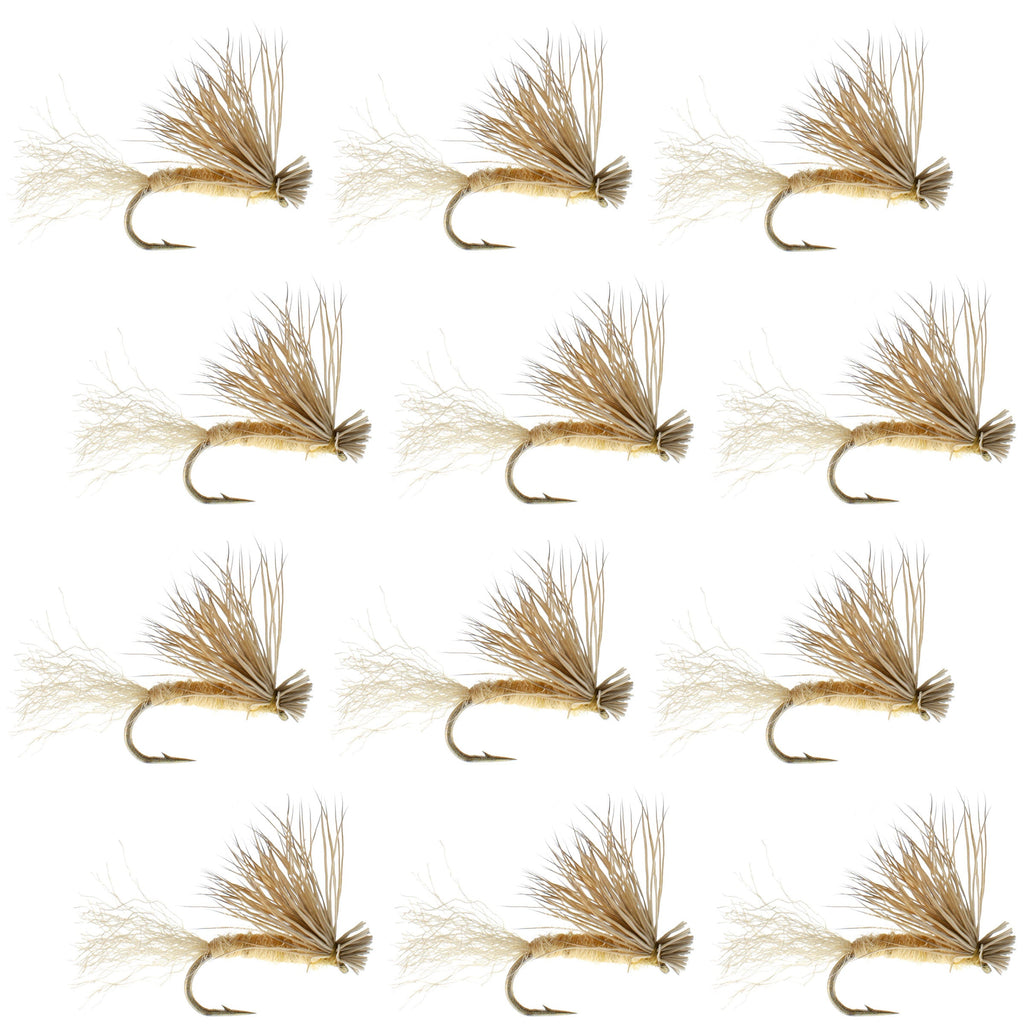 Barbless Tan X Caddis Emerging Caddis Adult Fly - 12 Flies Size 18