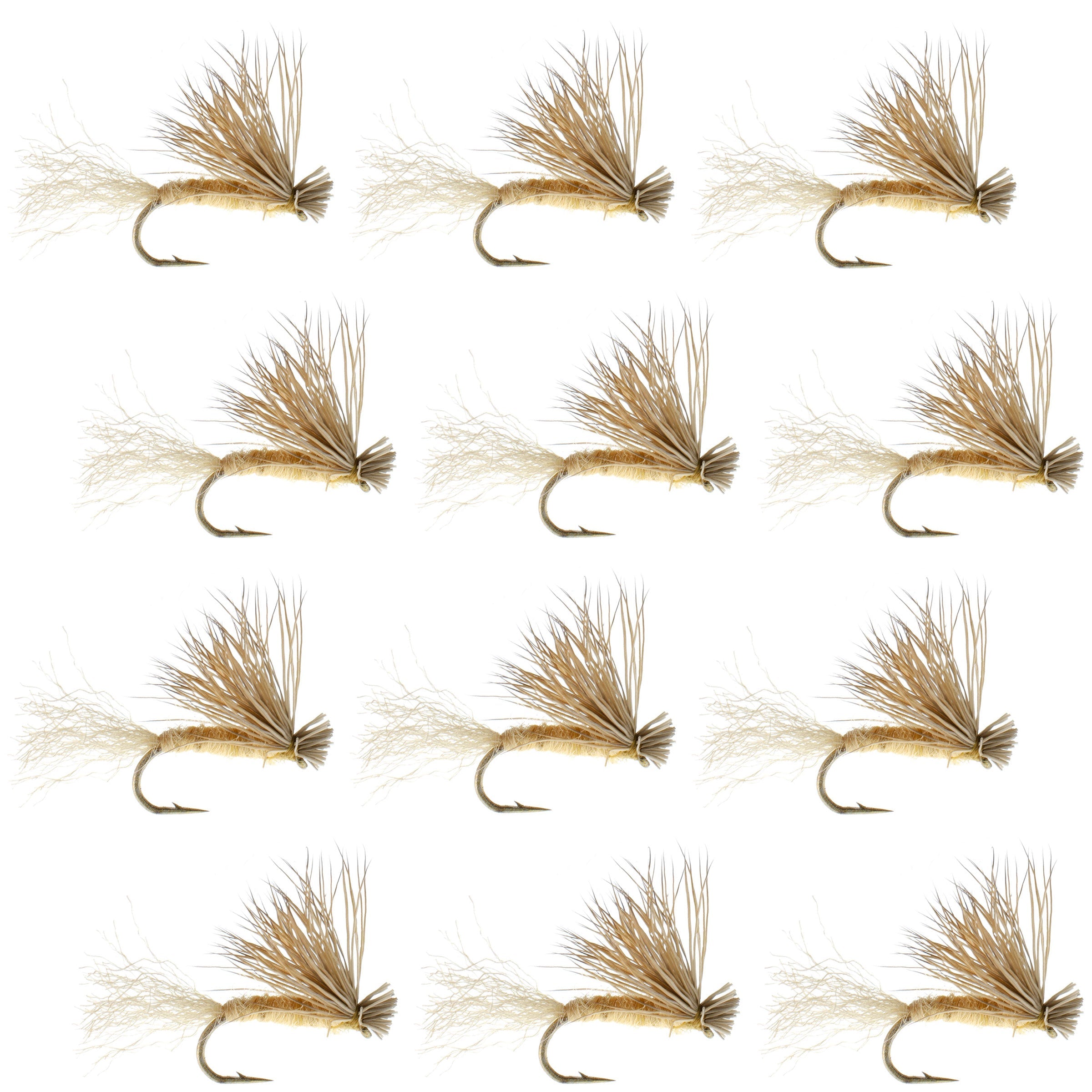 Barbless Tan X Caddis Emerging Caddis Adult Fly - 12 Flies Size 18