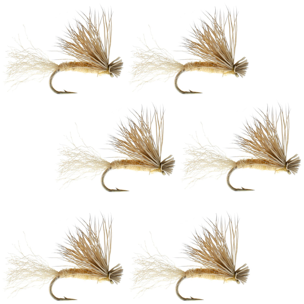 Barbless Tan X Caddis Emerging Caddis Adult Fly - 6 Flies Size 18