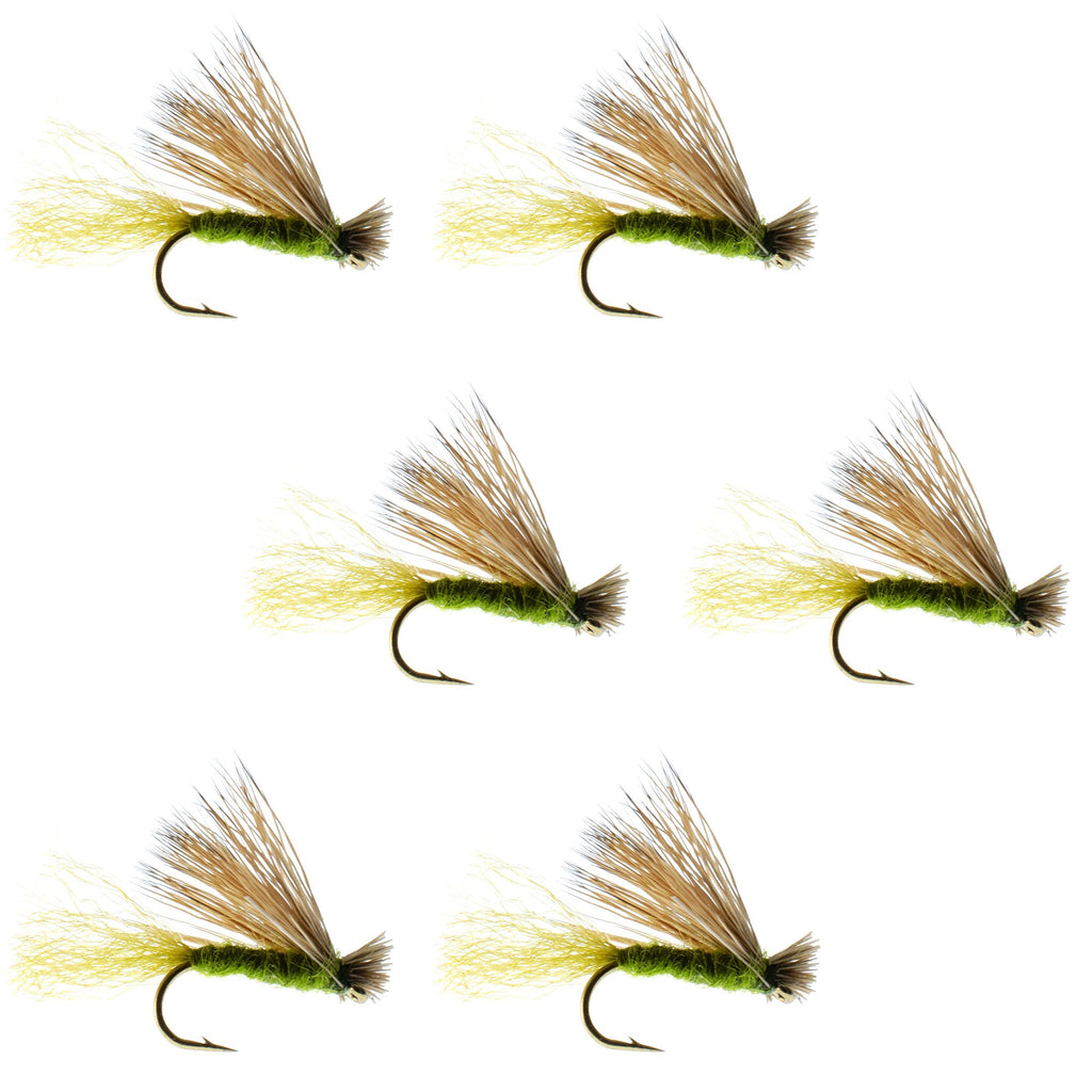 Barbless Olive X Caddis Emerging Caddis Adult Fly - 6 Flies Size 18